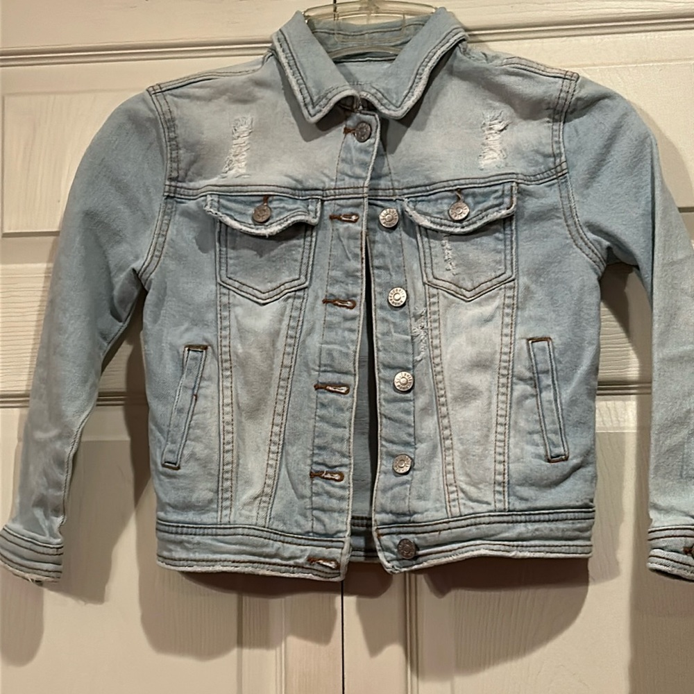 Celebrity Pink -Small Girls Distressed Light Denim Jacket